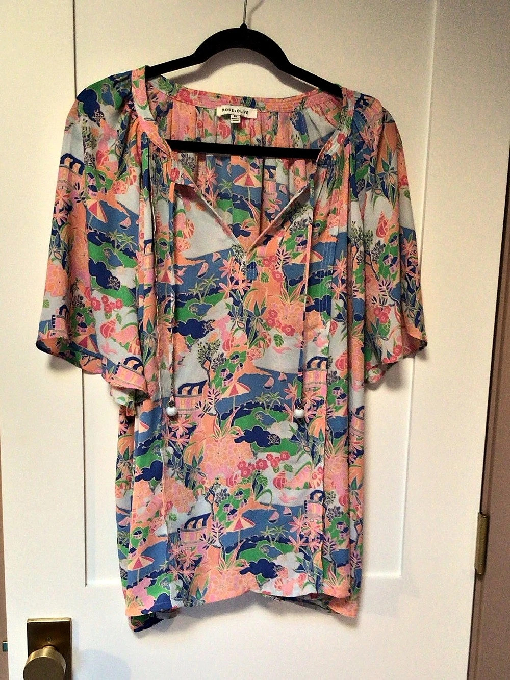 ROSE+OLIVE Floral Blouse in Pink & Blue Size 2X Like New